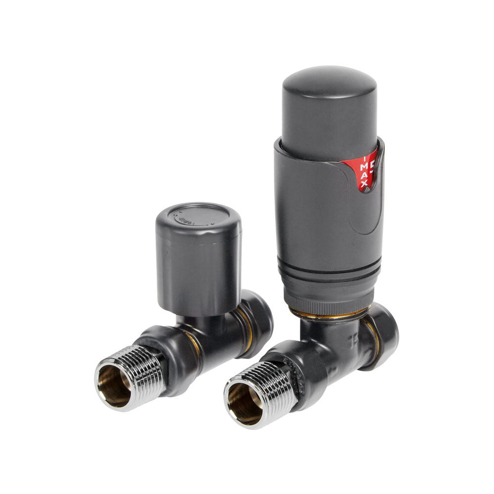 Auvellis Nexara Round Thermostatic Radiator Valves – Straight Anthracite