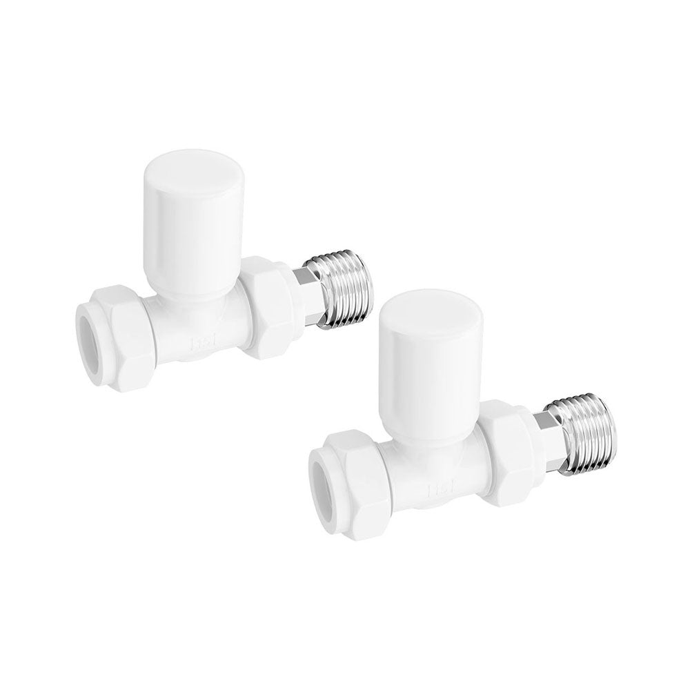 Auvellis Nexara straight radiator valves – White