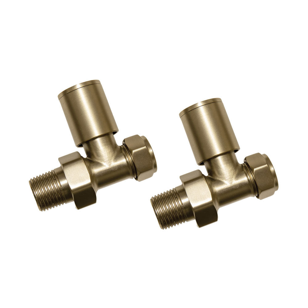 Auvellis Nexara straight radiator valves – Brushed Brass