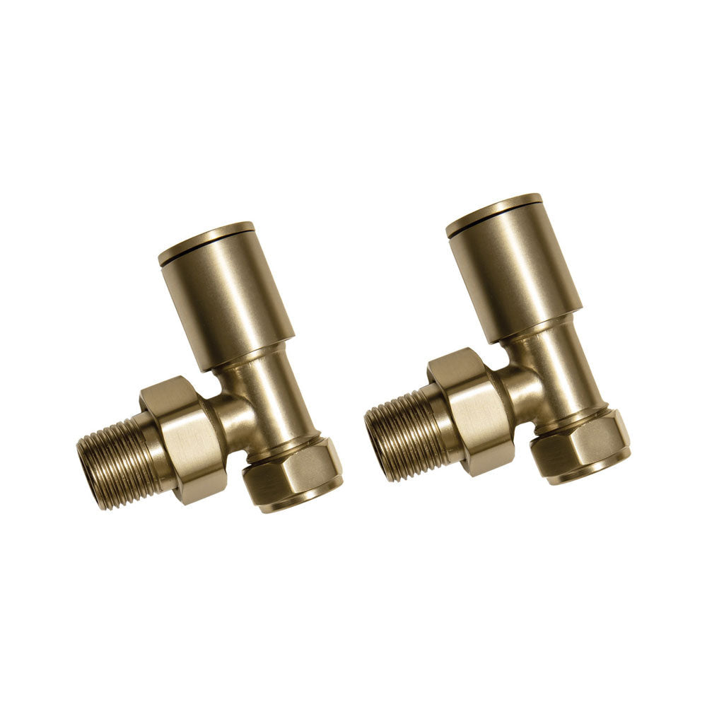 Auvellis Nexara angled radiator valves – Brushed Brass