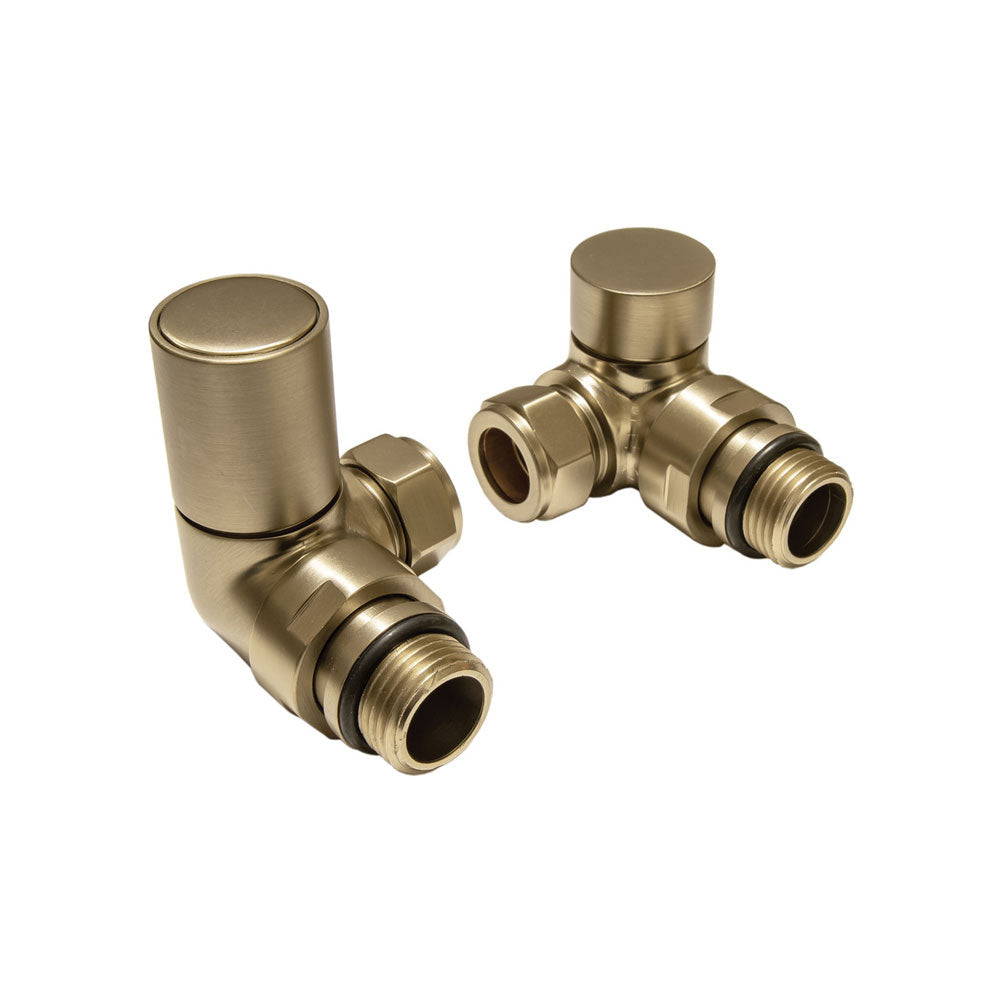 Auvellis Nexara corner radiator valves – Brushed Brass