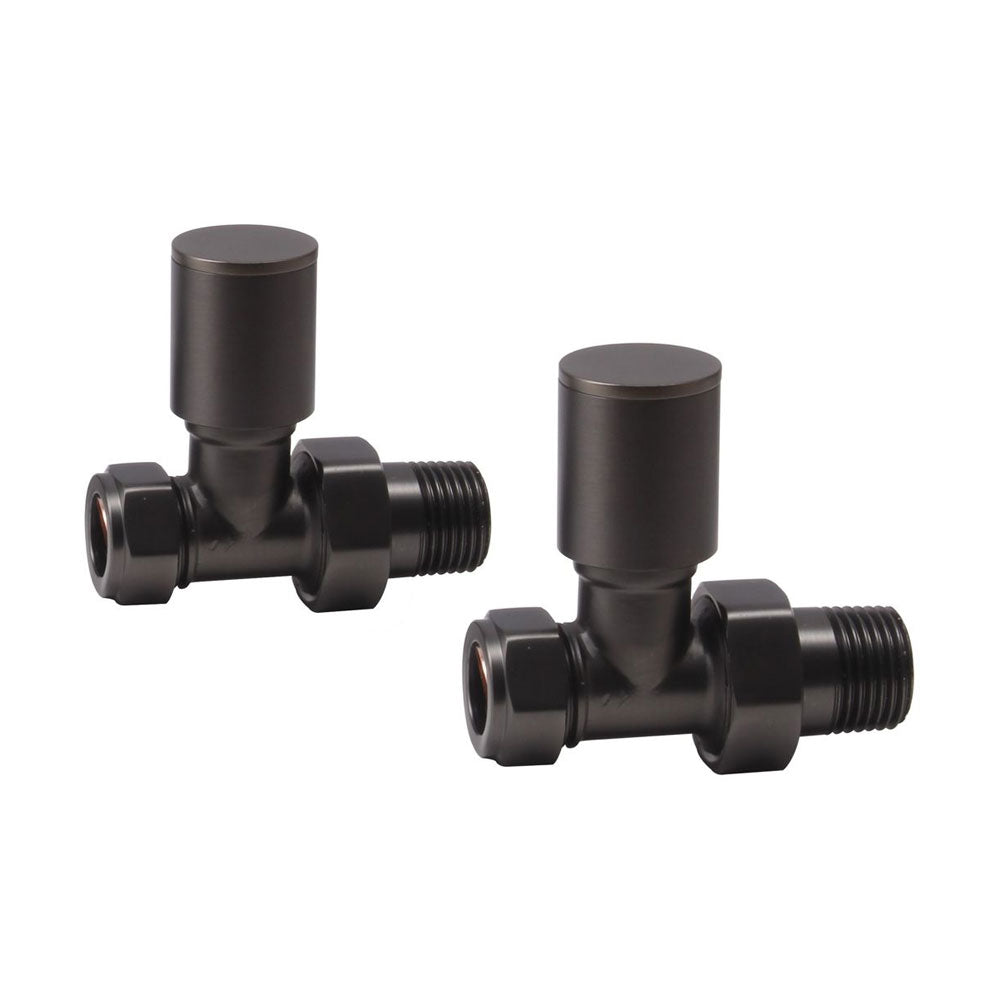 Auvellis Nexara straight radiator valves – Matt Black