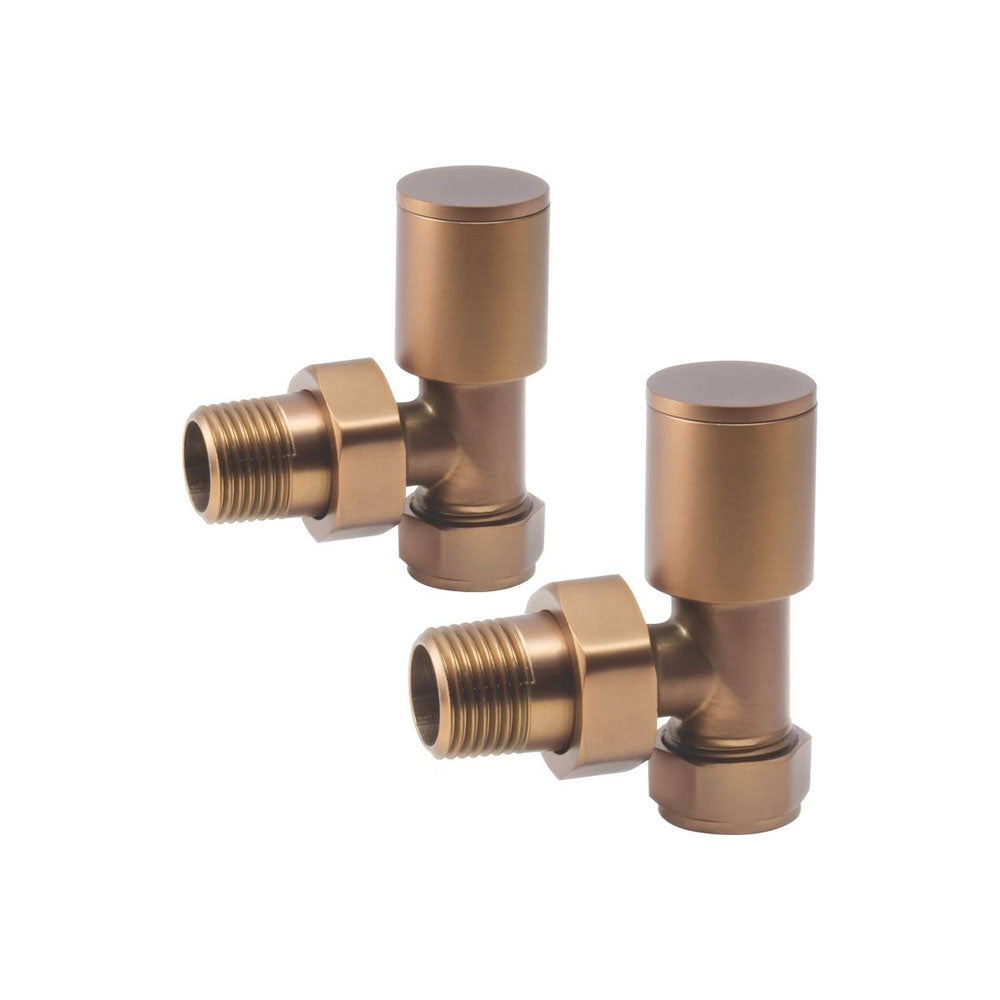 Auvellis Nexara angled radiator valves – Brushed Bronze