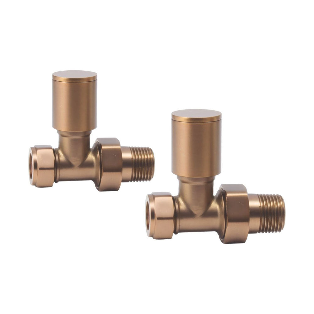 Auvellis Nexara straight radiator valves – Brushed Bronze
