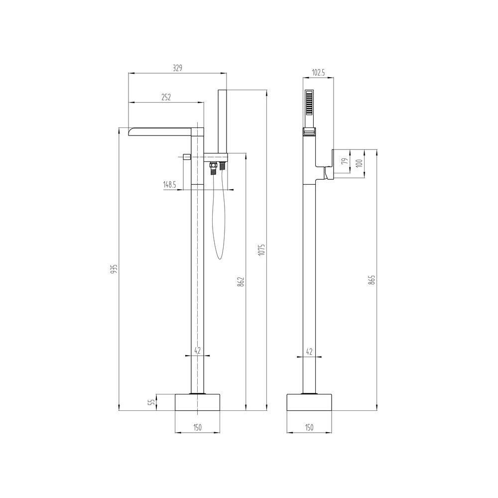 Marne Freestanding Single Lever Bath/Shower Mixer Including Shower Kit Chrome