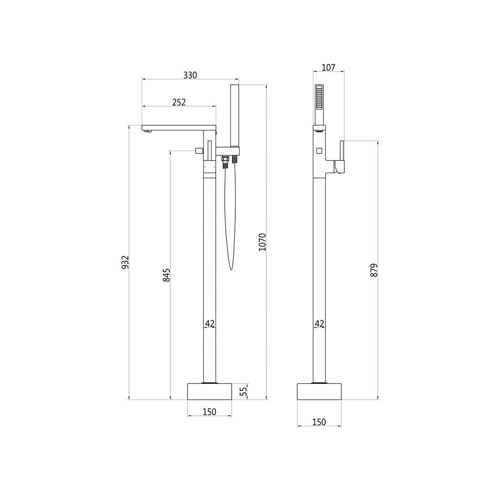Auvellis Linaro Freestanding Single Lever Bath/Shower Mixer Including Shower Kit Chrome