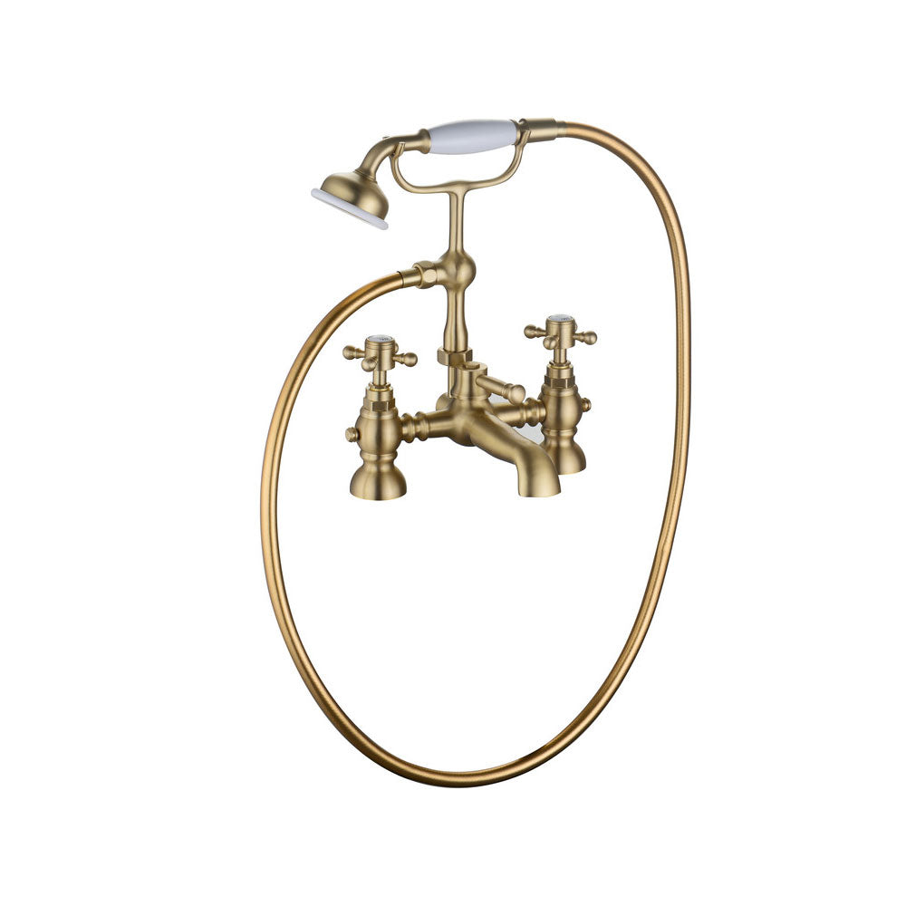 Tadlow Deck Mounted Bath/Shower Mixer Including Shower Kit Brushed Brass
