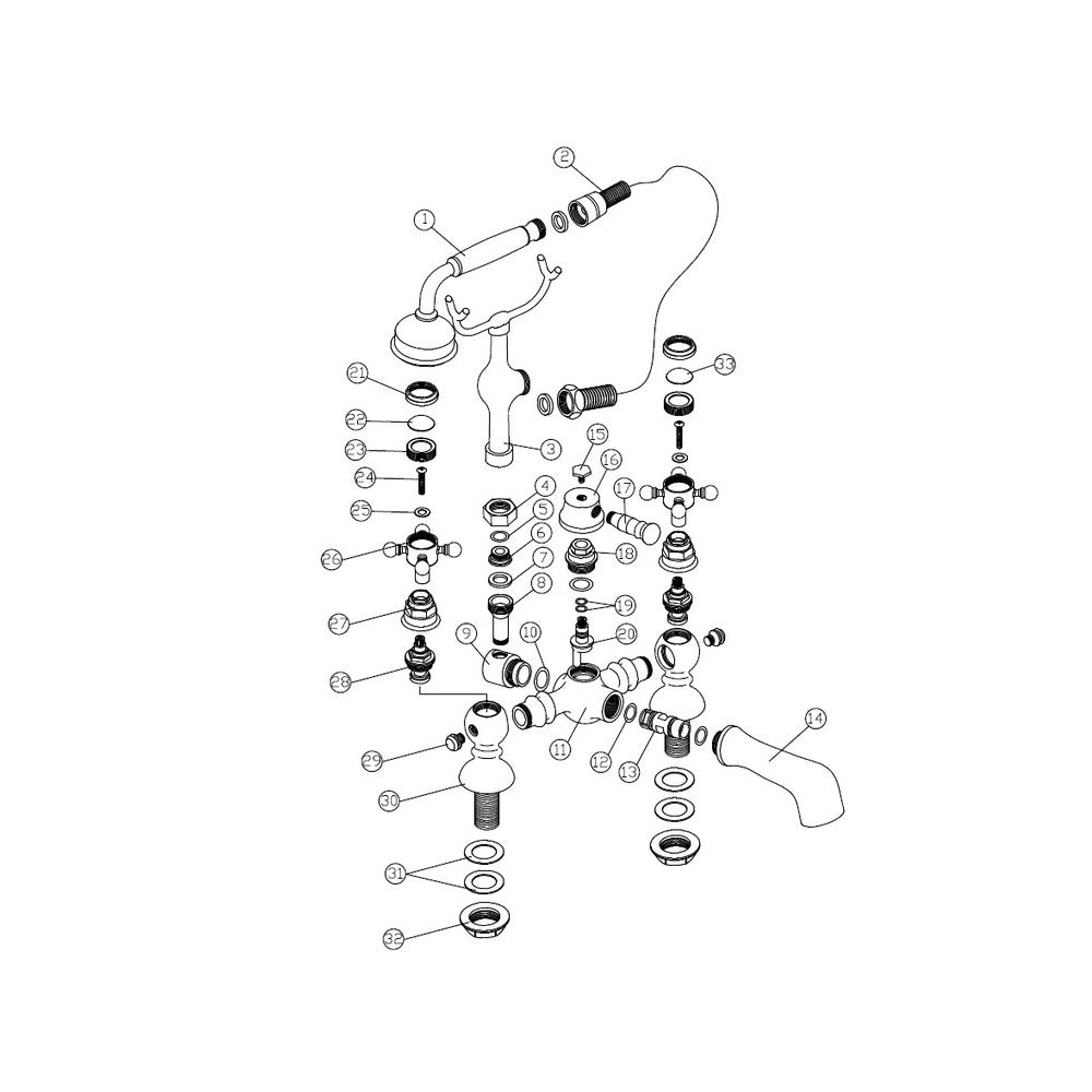 Tadlow Deck Mounted Bath Shower Mixer Pureflo