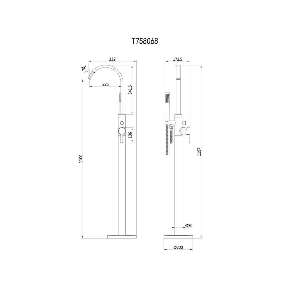 Auvellis Milan Floor Standing Bath and Shower Mixer