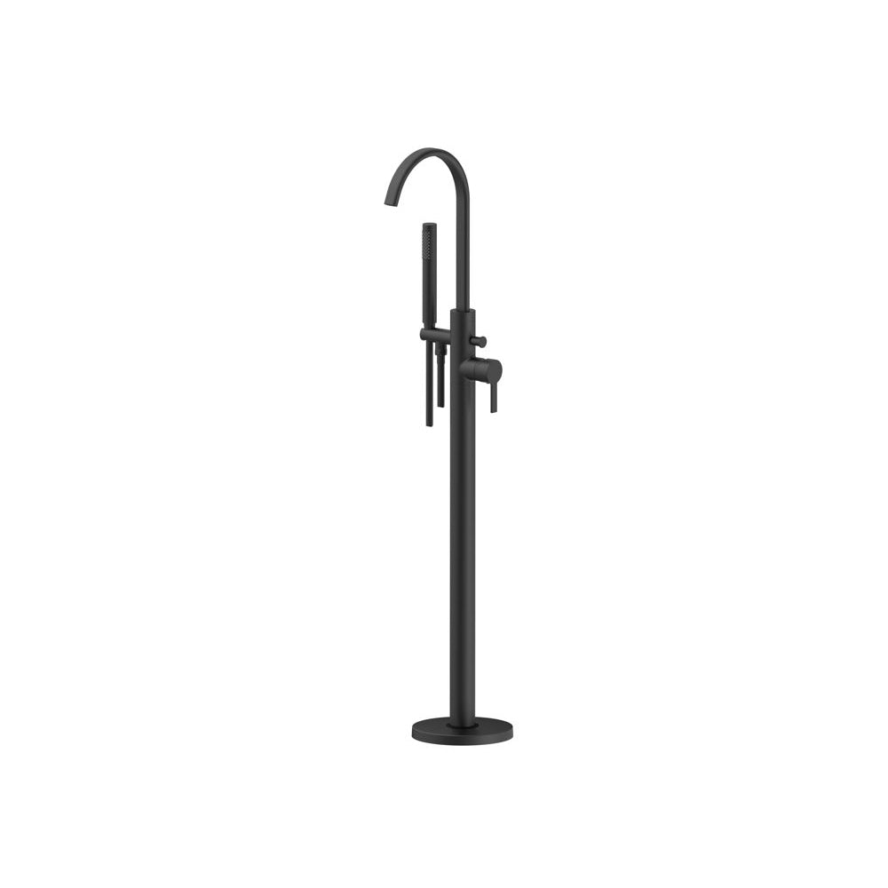Auvellis Milan floor-standing bath shower mixer with handset in Matt Black – clean product view