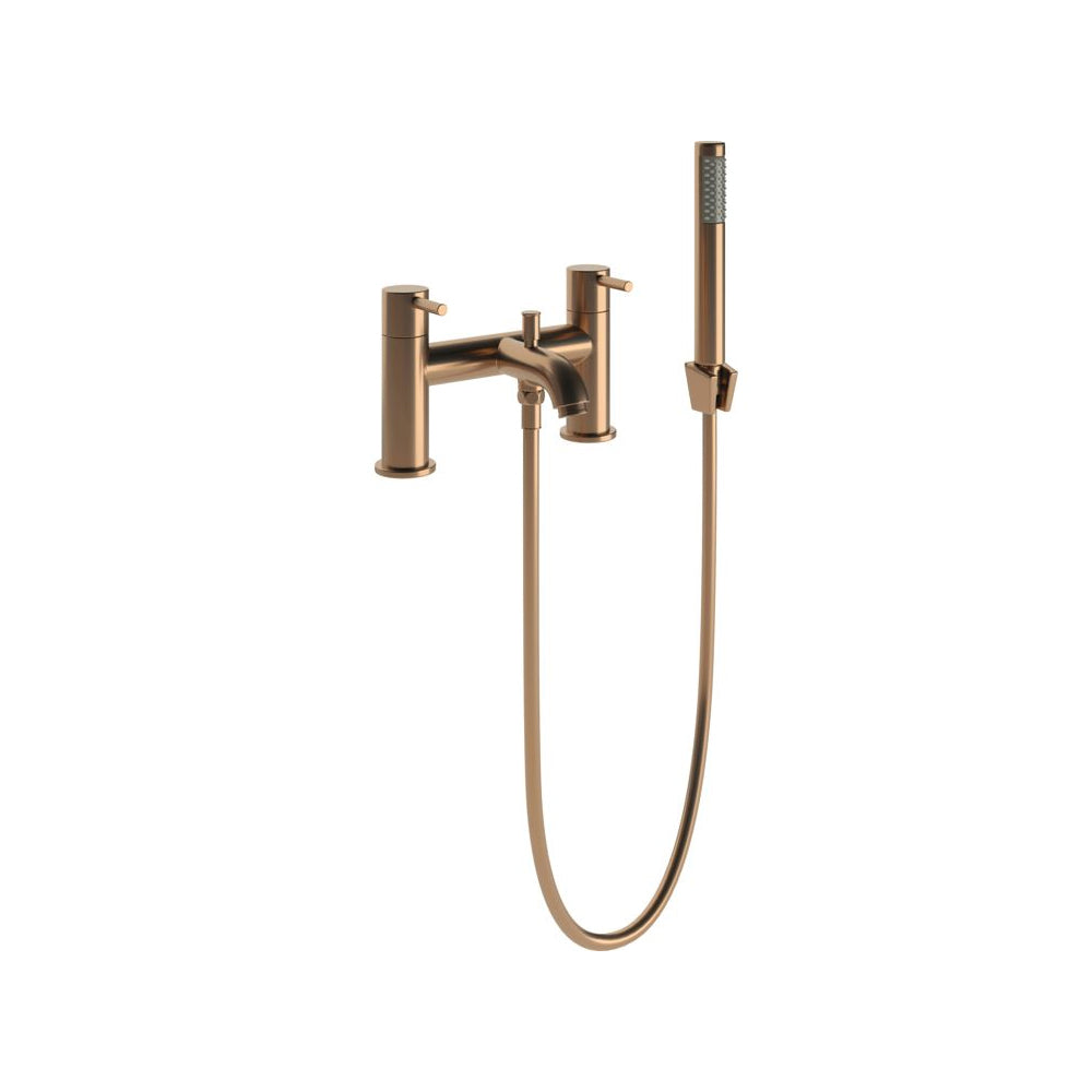 Auvellis Vela Deck-Mounted Bath Shower Mixer with Handset in Brushed Bronze
