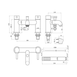 Pescara Bath and Shower Mixer and Bracket Bathwise