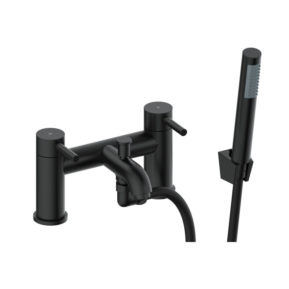 Auvellis Vela Deck-Mounted Bath Shower Mixer with Handset in Matt Black
