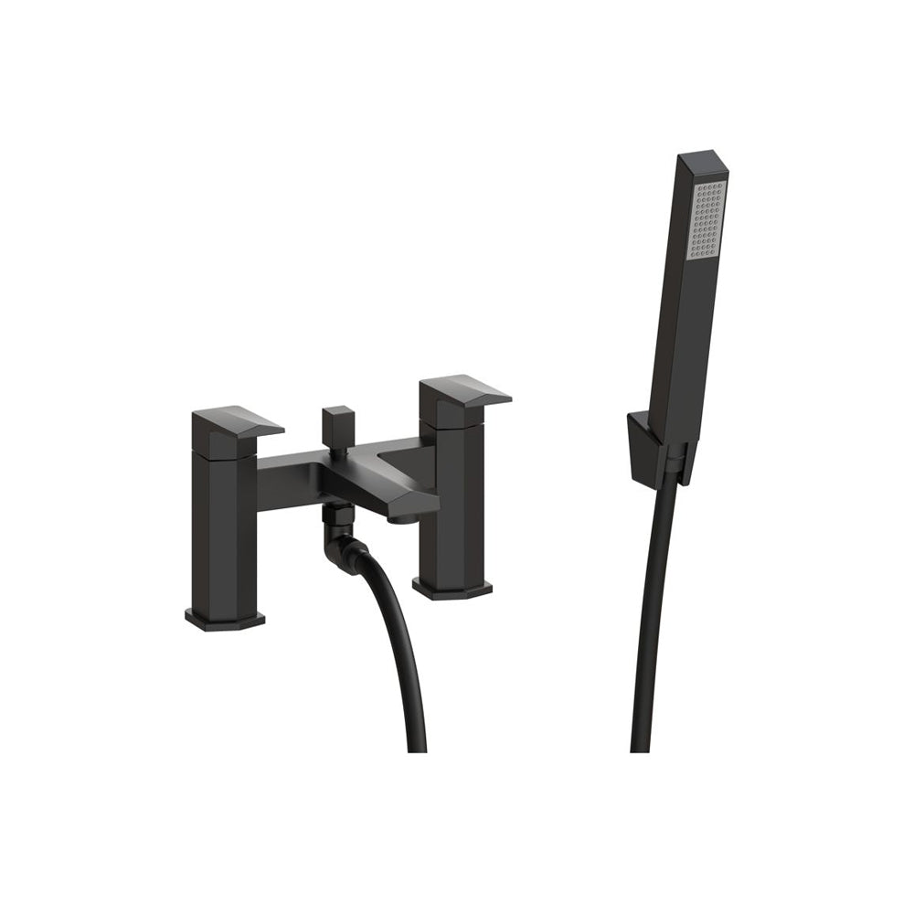 Auvellis Arven Architectural Deck-Mounted Bath Shower Mixer with Handset in Matt Black