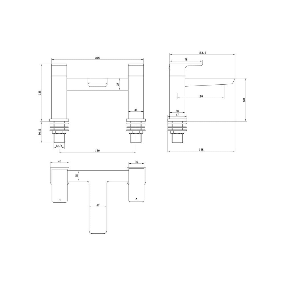 Comet Deck Mounted Bath Filler Chrome