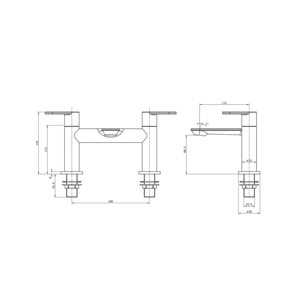 Loire Deck Mounted Bath Filler Chrome