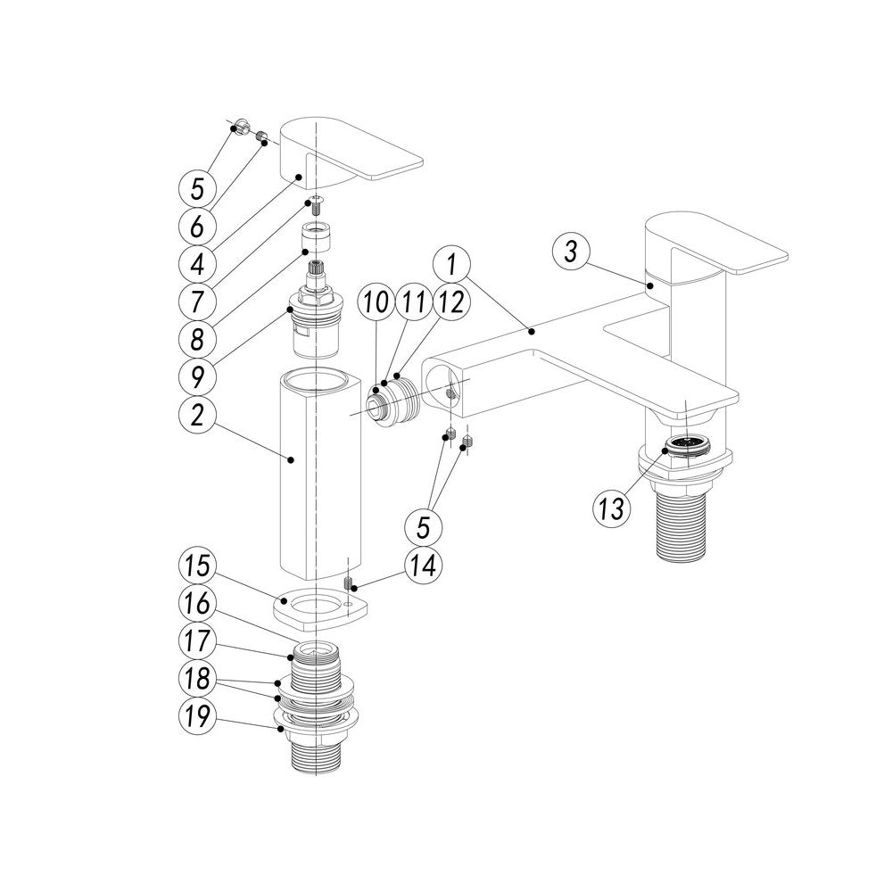 Bellona Deck Mounted Bath Filler Chrome Pureflo