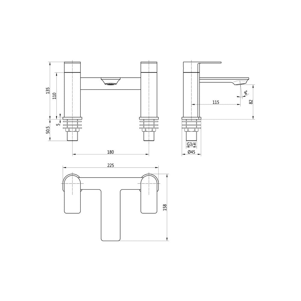 Auvellis Bellona Deck Mounted Bath Filler Chrome