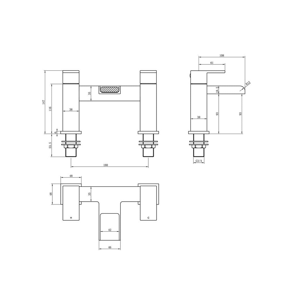 Marne Deck Mounted Bath Filler Chrome