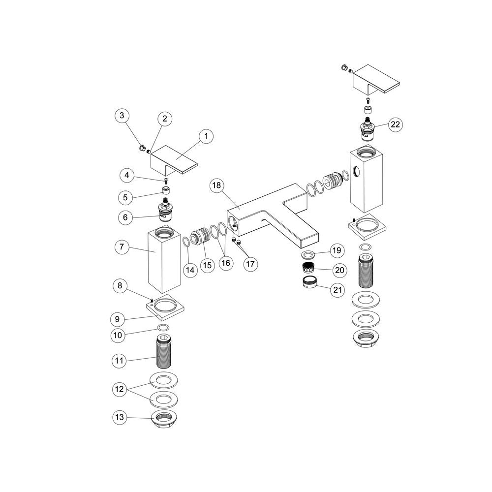 Auvellis Rovane angular bath filler – Chrome detail view