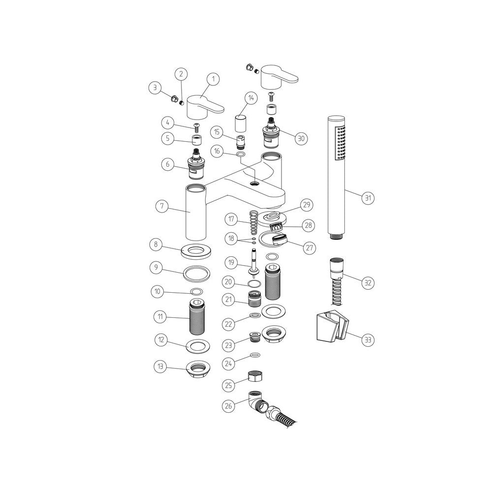 Auvellis Corvex deck-mounted bath shower mixer with handset – Chrome