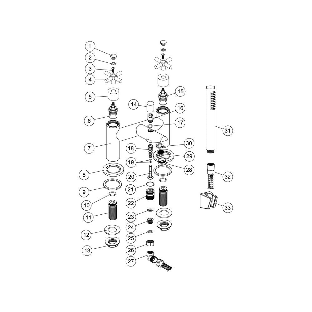 Oxford Deck Mounted Bath Shower Mixer Pureflo