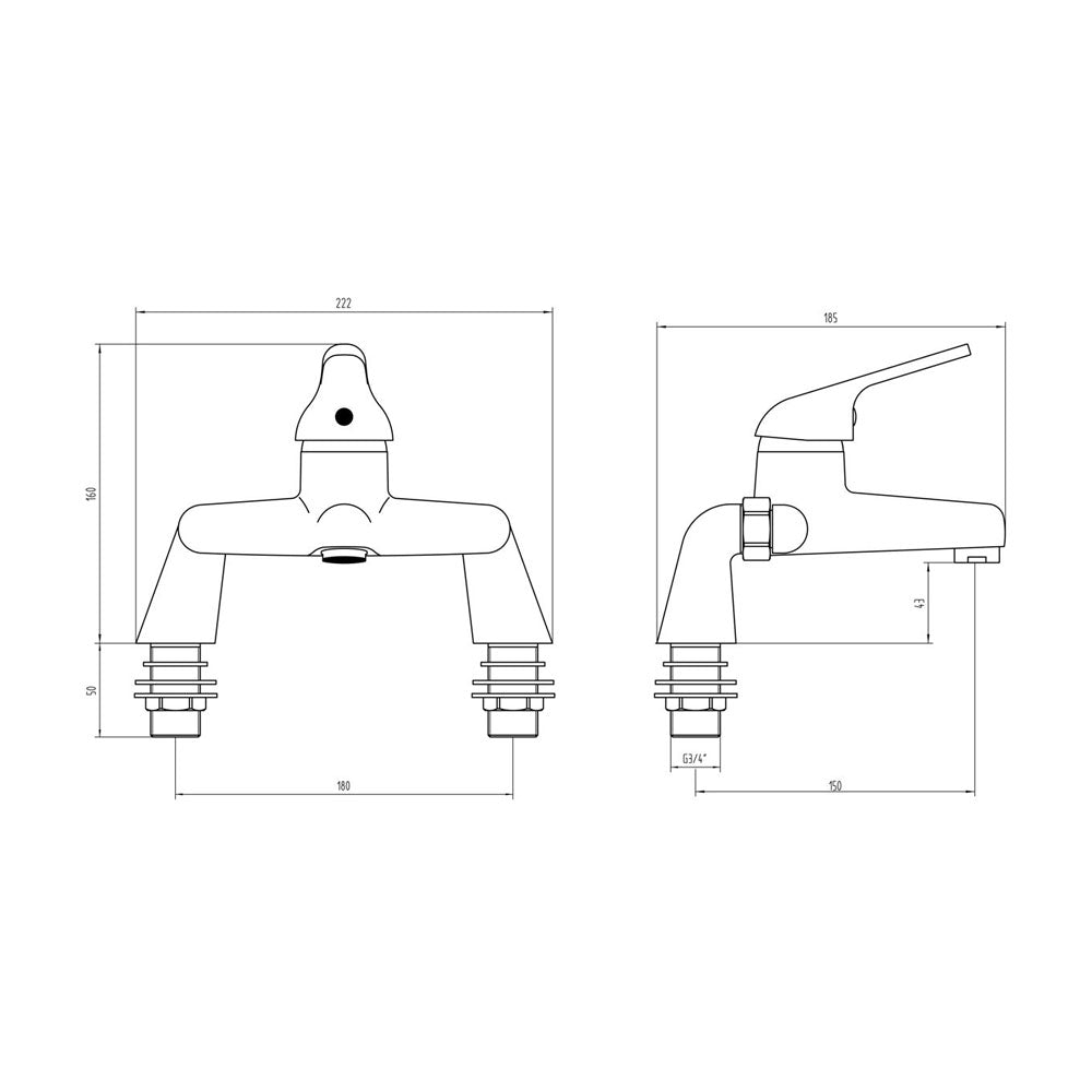 Auvellis Nerola Deck Mounted Bath Filler Chrome