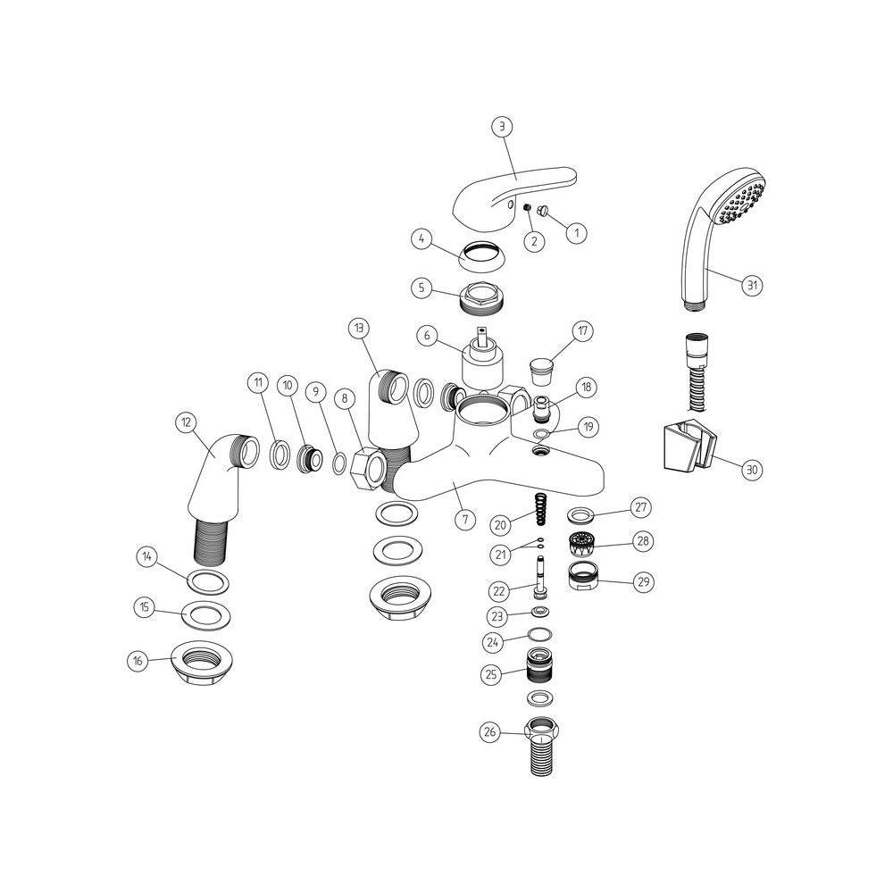 Auvellis Nerola Deck Mounted Bath/Shower Mixer Including Shower Kit Chrome