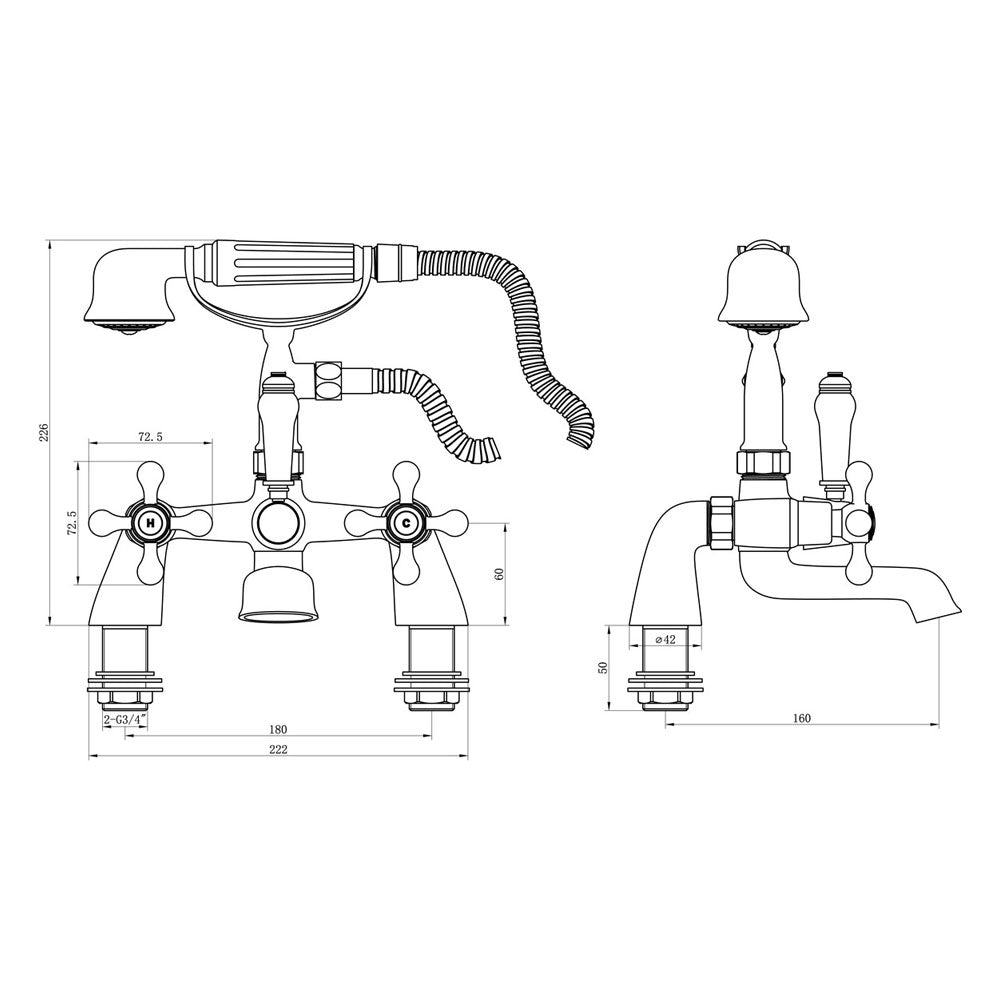 Salton Deck Mounted Bath Shower Mixer Pureflo