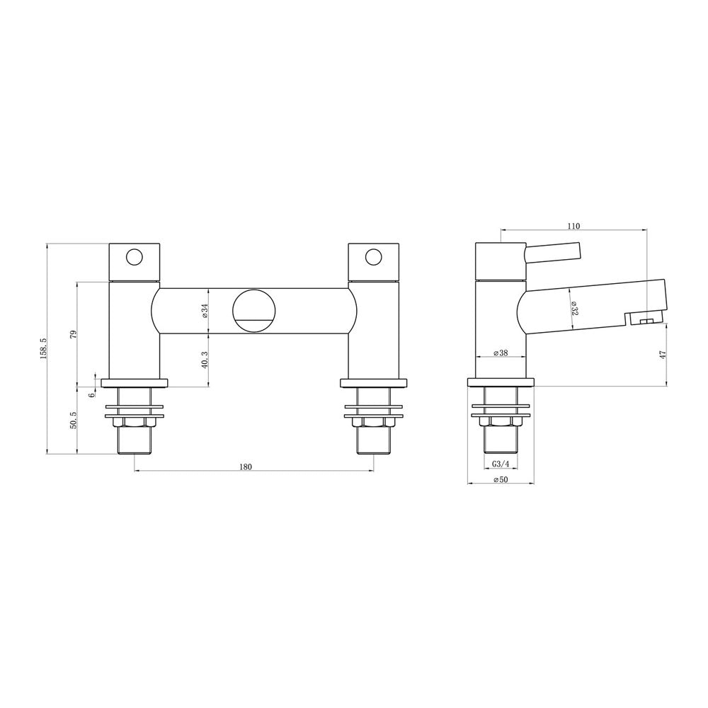Liscia Deck Mounted Bath Filler Pureflo