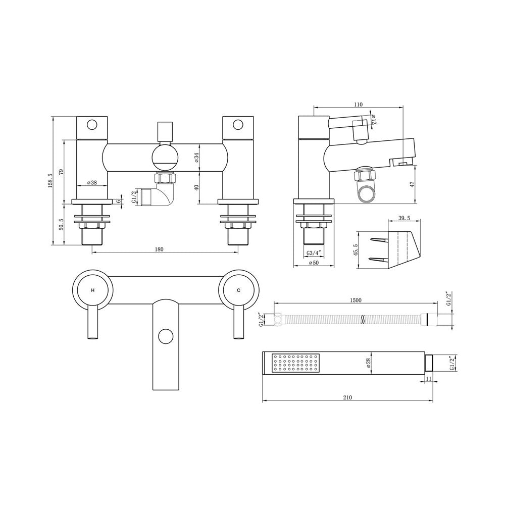 Auvellis Lunero Deck Mounted Bath Shower Mixer