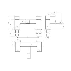 Ponzo Deck Mounted Bath Filler Pureflo