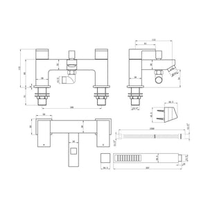 Ponzo Deck Mounted Bath Shower Mixer Pureflo