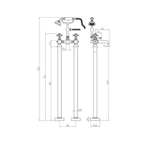 Tadlow Freestanding Bath/Shower Mixer Including Shower Kit Chrome Pureflo