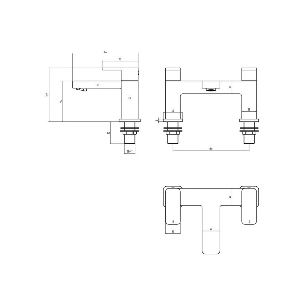 Adria Deck Mounted Bath Filler Chrome