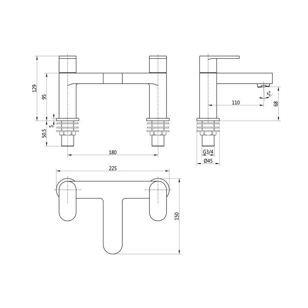 Auvellis Corvex deck-mounted bath filler – product view
