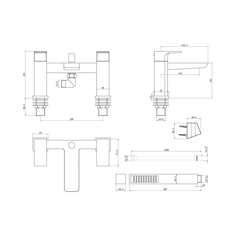 Auvellis Arven Bath Filler in Brushed Brass