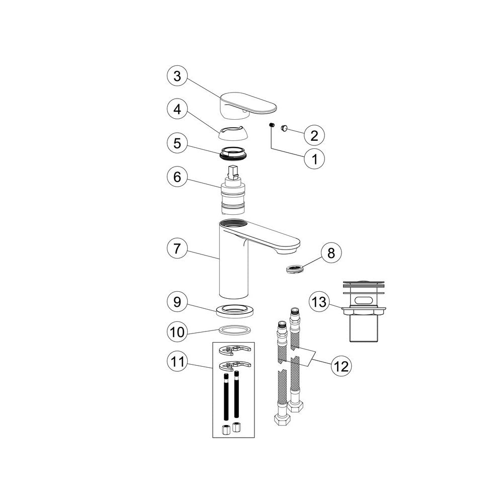 Auvellis Mirelle low-pressure basin mixer with waste – Chrome