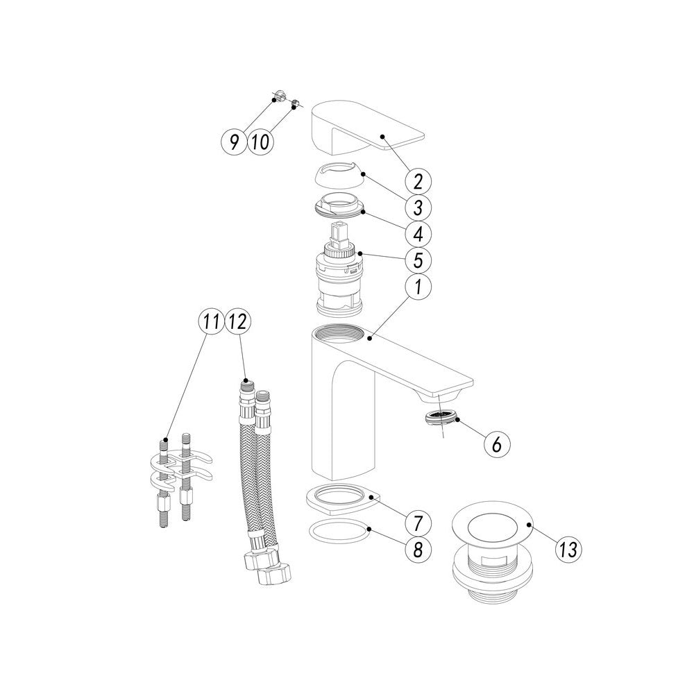 Auvellis Bellona Chrome basin mixer with waste, additional view