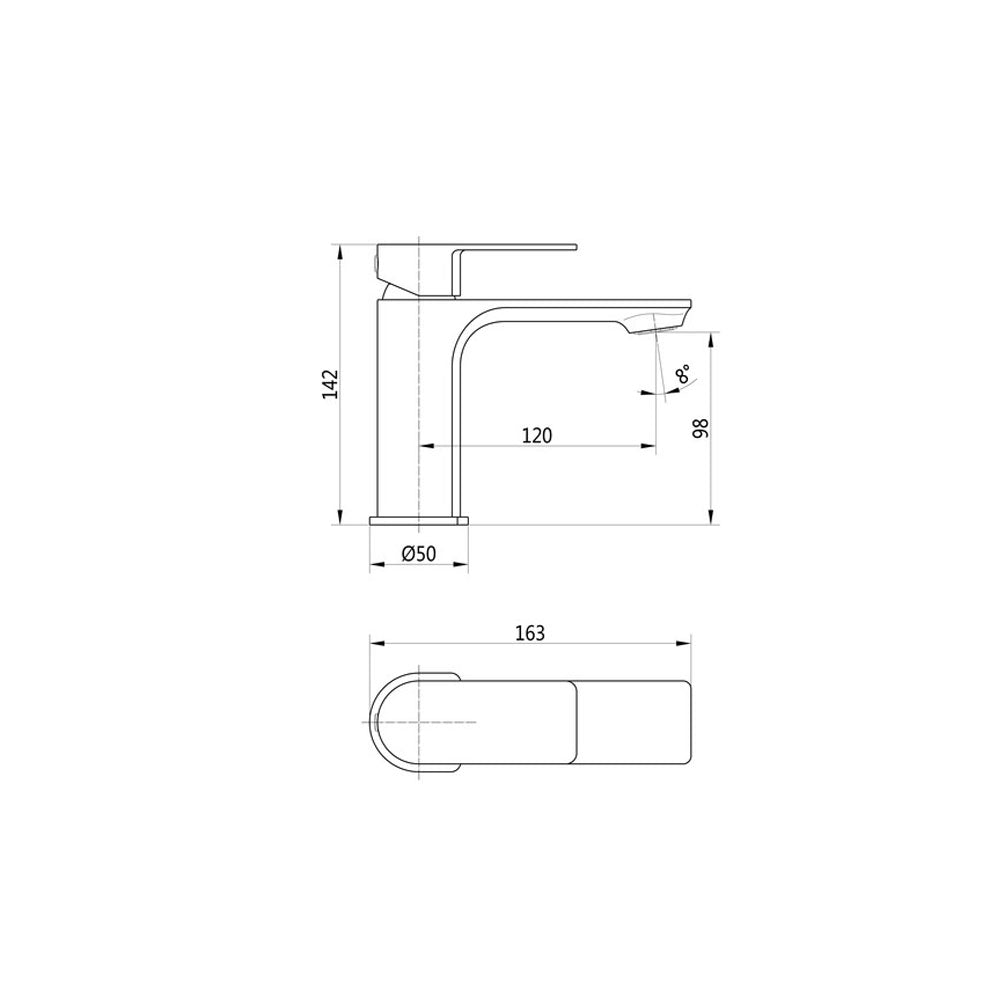 Auvellis Bellona Chrome basin mixer with waste, alternative view