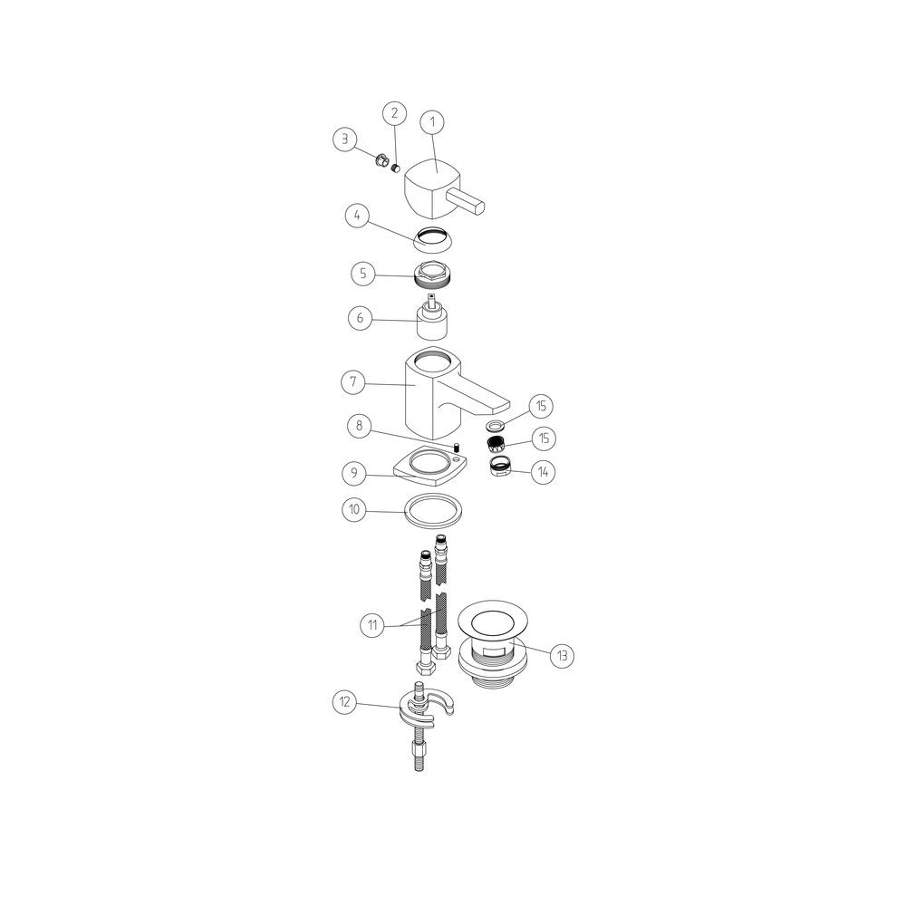 Auvellis Rovane angular cloakroom basin mixer with waste – Chrome product view