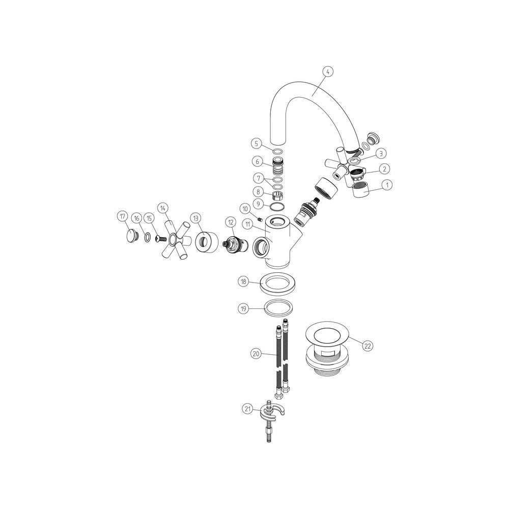 Auvellis Solenne Twin-Handle Basin Mixer with Swivel Spout – product image 2
