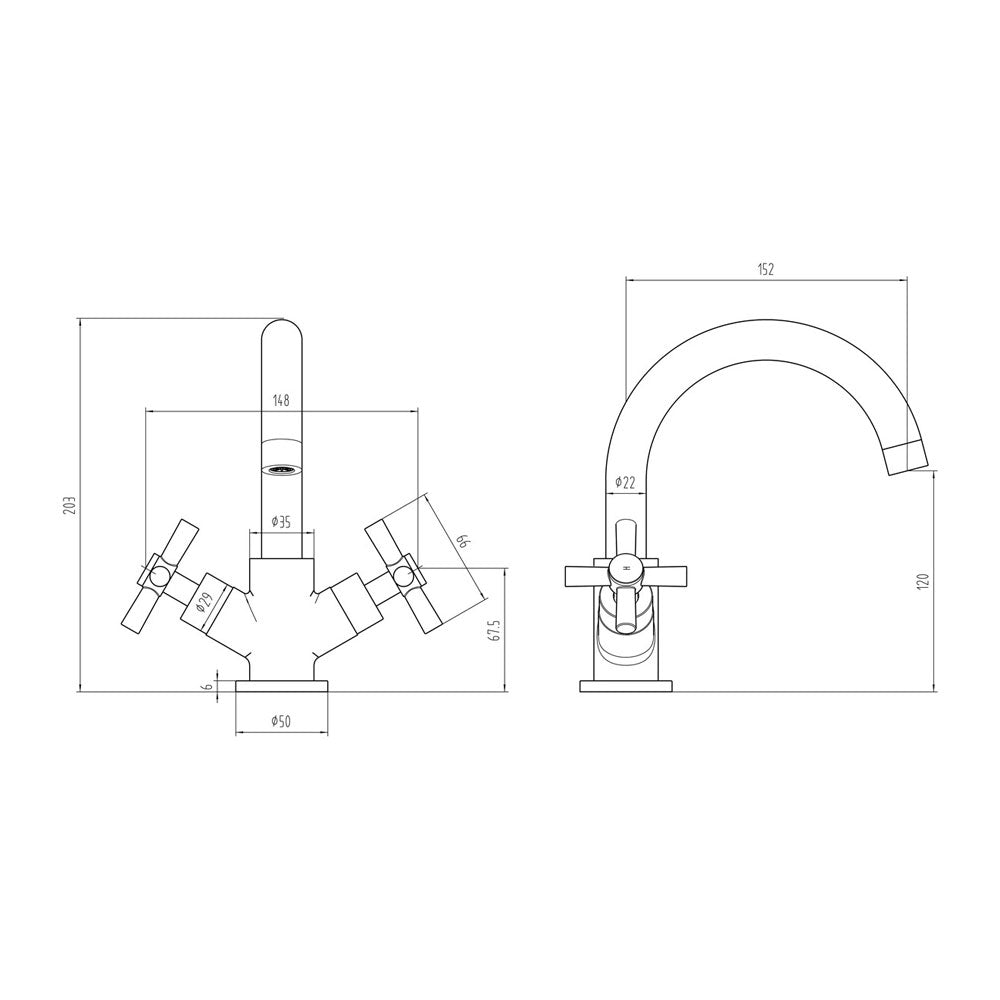 Auvellis Solenne Twin-Handle Basin Mixer with Swivel Spout – product image 3