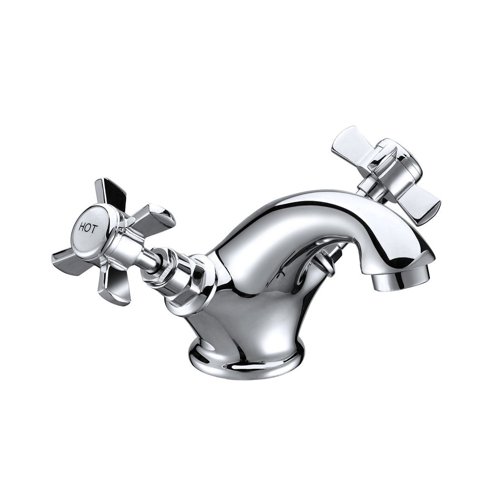 Bordon Twin Handle Basin Mixer Including Pop Up Waste Chrome