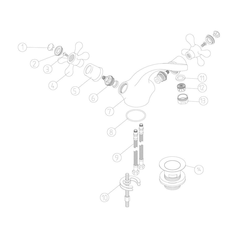Auvellis Solenne Twin-Handle Basin Mixer with Waste – Chrome – product image 2