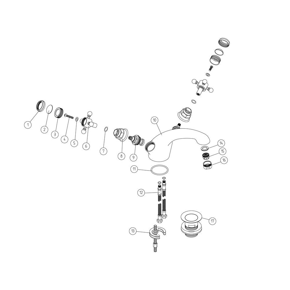 Auvellis Solenne Twin-Handle Basin Mixer with Pop-Up Waste – Chrome