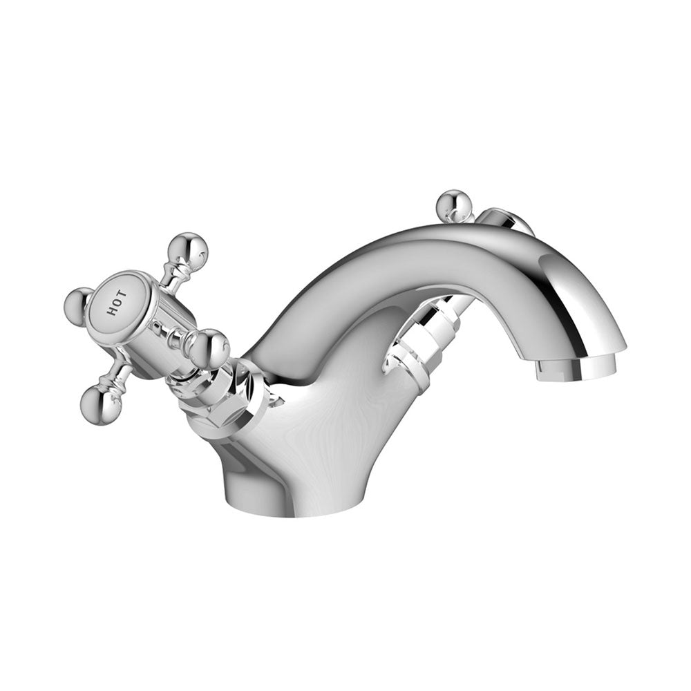 Auvellis Solenne Twin-Handle Basin Mixer with Pop-Up Waste – Chrome