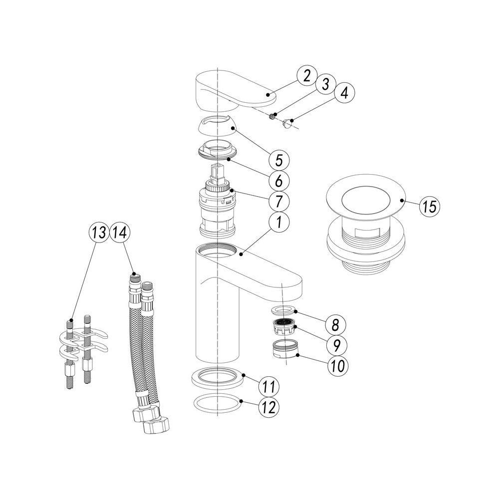 Auvellis Corvex 146mm basin mixer with waste – Chrome