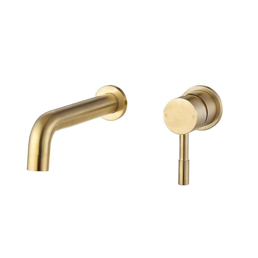 Pureflo Vigo 155mm Wall-Mounted Basin Mixer in Brushed Brass