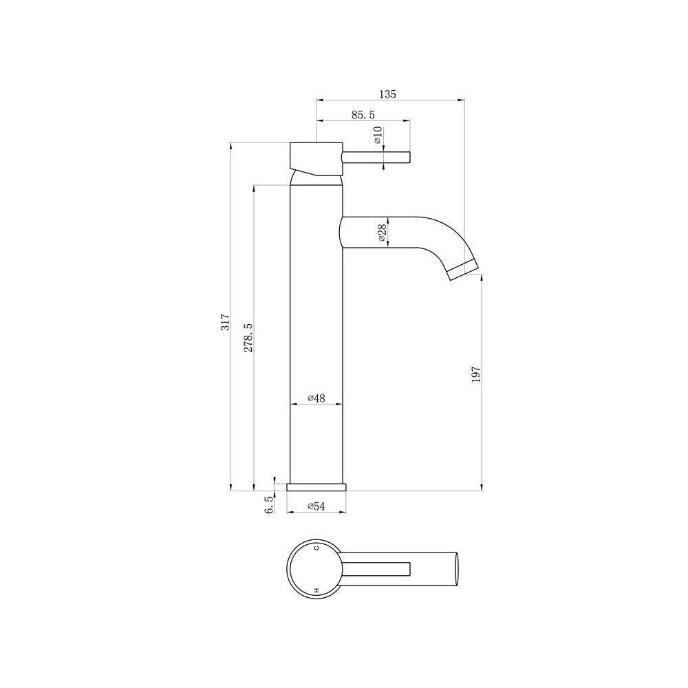 Pescara Tall Single Lever Basin Mixer Including Waste Brushed Brass